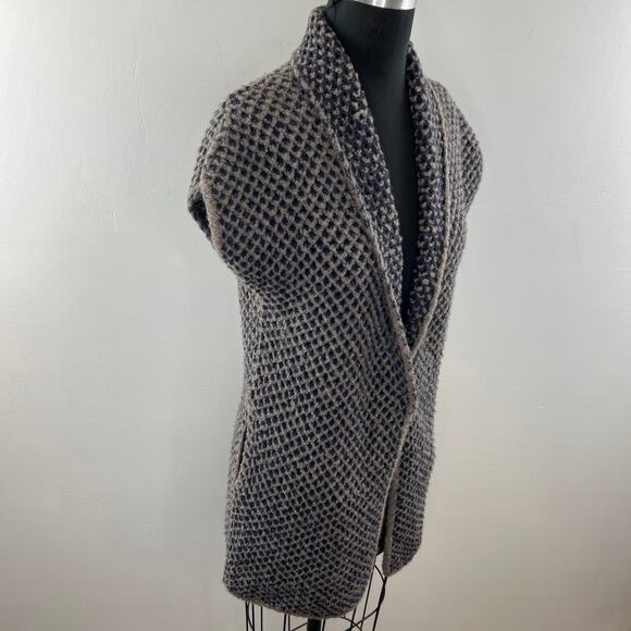 Fabiana Filippi Brown Wool Silk Cashmere Shawl Texture Open Sweater Sz 38 XXS - Picture 4 of 10